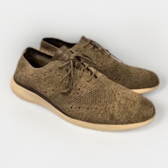 Men's Cole Haan Stitchlite Original Grand Shoes 11.5 Olive Knit Wingtip Oxford - Picture 1 of 7
